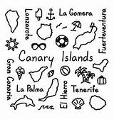 Canary Islands Doodle Outline Vector Hand Map Drawing sketch template