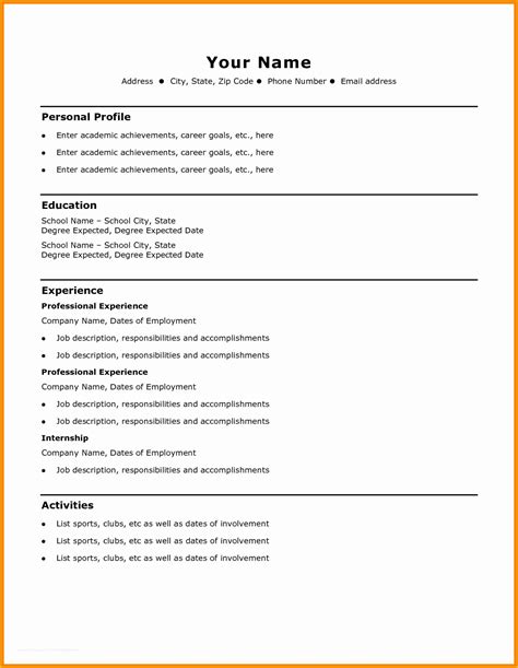 quick resume template    cv template basic