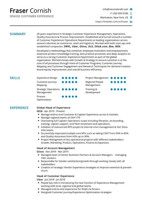 senior customer experience resume sample   resumekraft