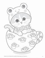 Coloring Pages Teacup Kittens Printable Book Kitten Cat Amazon Kitty Adult Color Cats Kayomi Harai Cup Eyed Expressive Unicorn Tea sketch template