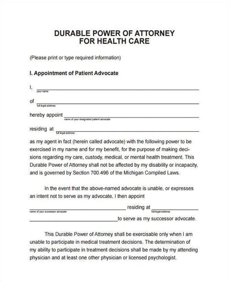 durable power  attorney forms printable texas printable forms