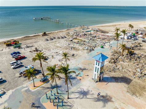 aerial drone image  fort myers fl usa  hurricane ian cleanup  recovery editorial