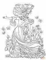 Coloring Flowers Queen Pages Chamomile Woman Drawing Supercoloring Printable Getdrawings sketch template