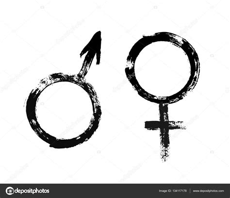 Male Female Symbols Grunge Painted Style — Stock Vector