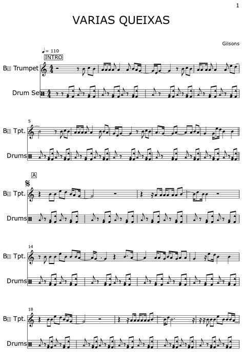 varias queixas sheet   trumpet drum set