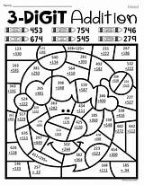 Addition Digit Subtraction Color Number Coloring Worksheets Christmas sketch template