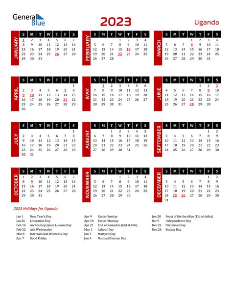 uganda calendar  holidays