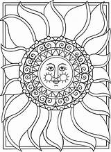 Coloring Moon Pages Sun Stars Adult Eclipse Printable Mandala Books Solar Drawing Adults Colouring Book Mood Color Celestial Sheets Star sketch template