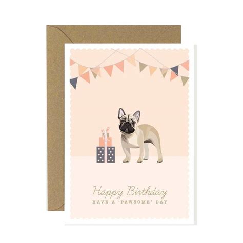 french bulldog happy birthday card  sirocco design