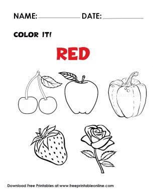 color  red worksheet coloring page