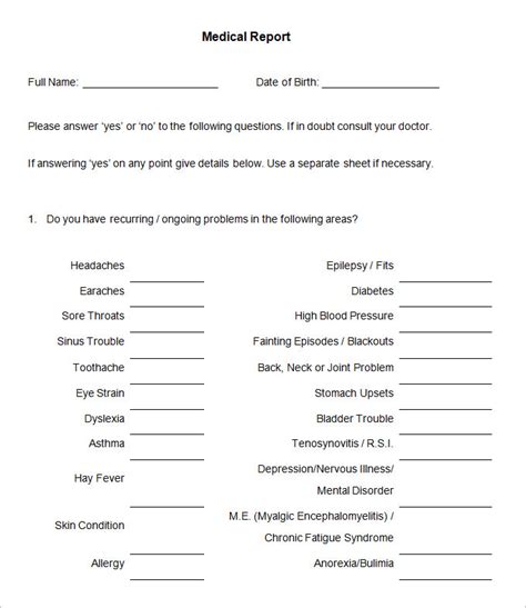 patient report form template   template