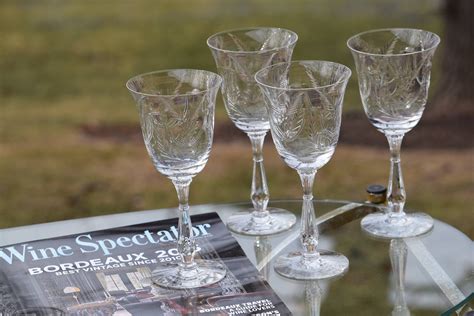 Vintage Crystal Etched Wine Glasses Set Of 6 Tiffin Franciscan True