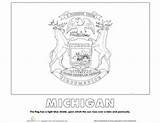 Michigan Flag State Education Coloring Worksheets Studies Social sketch template