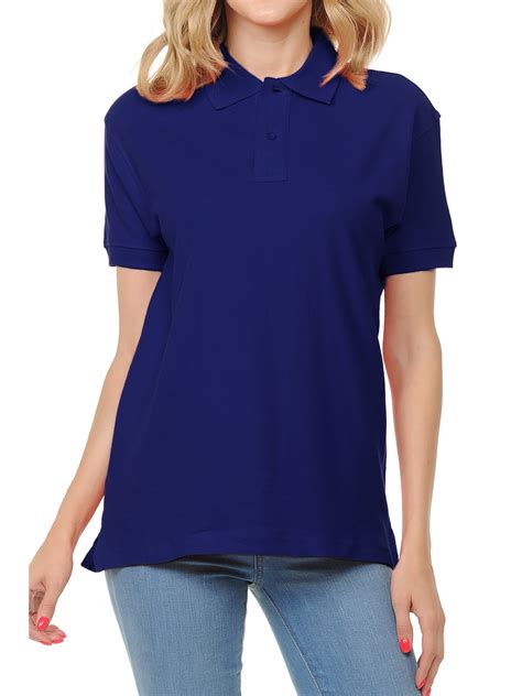 basico blue polo collared shirts  women  cotton short sleeve