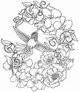 Coloring Pages Realistic Flower Flowers Detailed Rose Pretty Birds Printable Color Clip Print Chinese Colorings Getcolorings Getdrawings Col sketch template