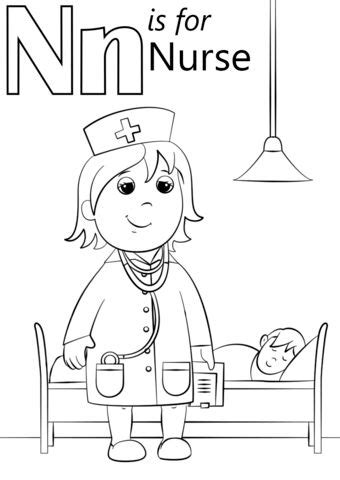 nurse coloring page  letter  category select