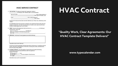 printable hvac contract agreement templates service maintenance