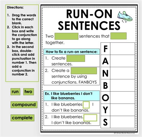 writing mini lesson  run  sentences rockin resources