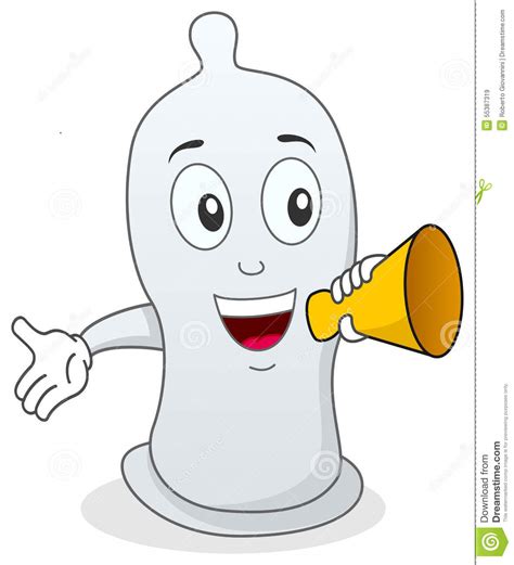 happy condom holding a megaphone stock vector image 55387319