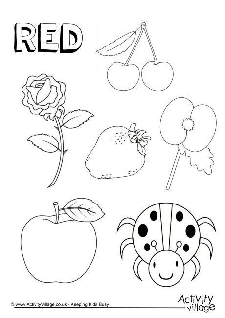 red  colouring page color red activities preschool color