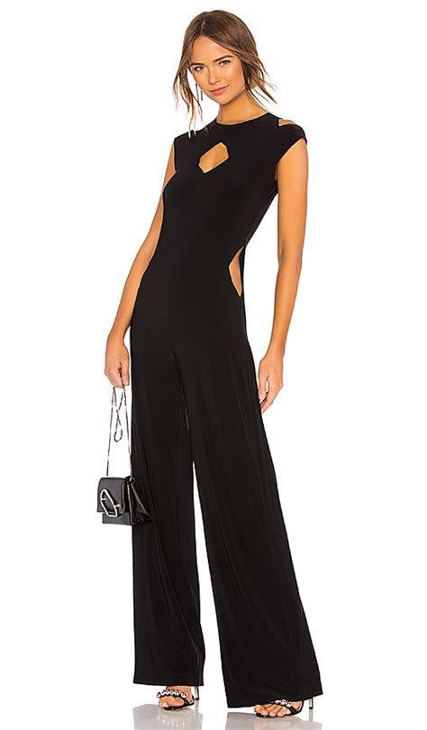 norma kamali sleeveless cut out jumpsuit in black revolve