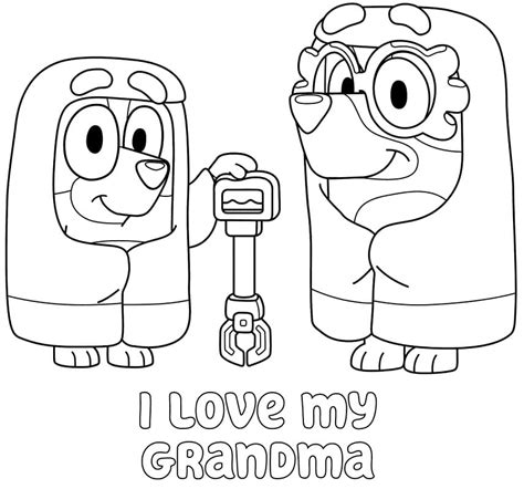bluey love grandma coloring page  printable coloring pages  kids