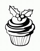 Cupcake Coloring Pages Printable Cupcakes Holiday Color Clipart Kids Cake Cup Outline Drawing Cute Decoration Christmas Baked Goods Cliparts Sheets sketch template