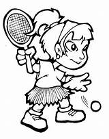 Tennis Coloring Pages Girl Playing Sports Printable Kids Print Color sketch template