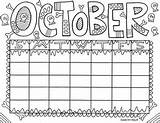 Calendar October Printable Coloring Calendars Kids Pages Doodle Monthly Blank Calender Printables Month Classroom Templates Template Preschool Months Doodles School sketch template