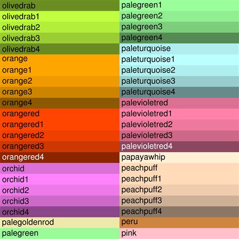 color names list  cantik