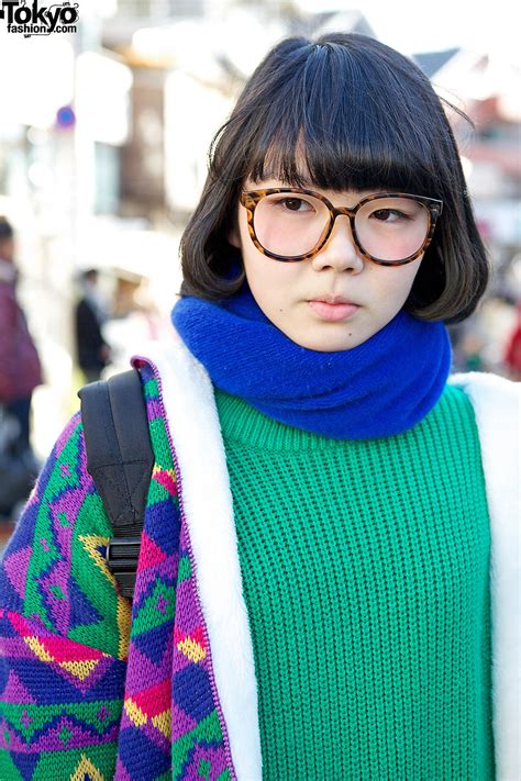 Harajuku Girl In Glasses Colorful Fashion And Neon Zebra Creepers