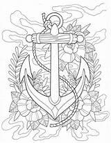 Coloring Pages Tattoo Adult Anchor Printable Nautical Tattoos Book Adults Print Color Mandala Colouring Sheets Star Anchors Kids Ausmalbilder Getcolorings sketch template