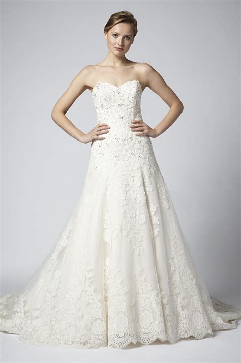 strapless lace beaded a line wedding dress kleinfeld bridal