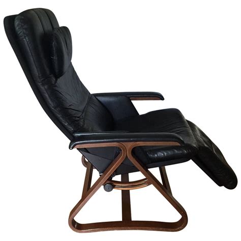 danish style leather recliner midcentury modern vintage lounge chair