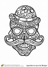 Squelette Chapeau Tete Sucre Moustache Mandalas Calaveras Gratuit Coloriages Escargot sketch template