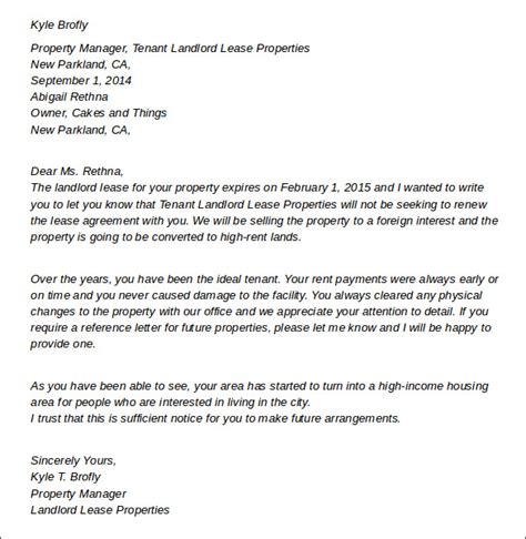 sample letter  termination  rental agreement  landlord classles