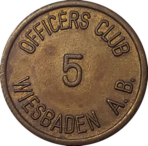 cent officers club token wiesbaden air base federal republic  germany numista