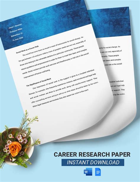 career research paper template  word google docs