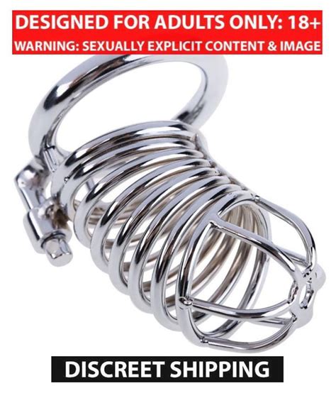 Stainless Steel Male Chastity Lock Ring Bondage Men Ring Cage Adult