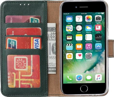 bolcom apple iphone se    hoesje wallet case groen iphone se  hoesje bookcase
