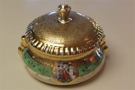 vintage le mieux china  karat gold encrusted covered bowl