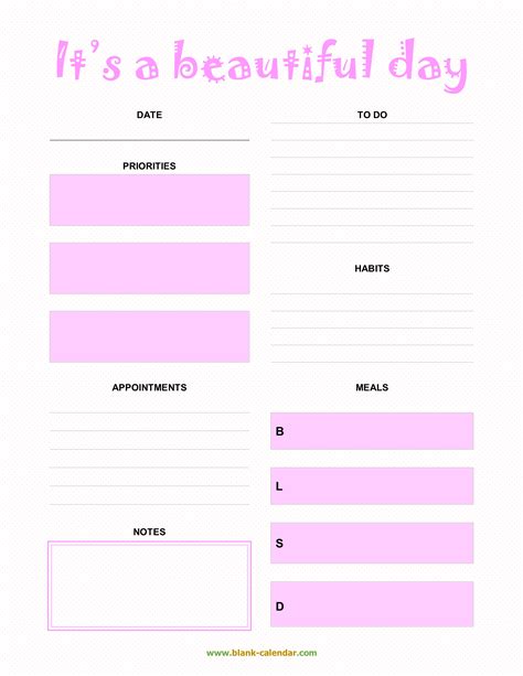 daily planner templates   printable word excel  daily www