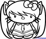 Coloring Kitty Hello Pages Halloween Sanrio Emo Miku Hatsune Character Printable Drawing Haloween Characters Color Draw Colouring Nerdy Kids Adults sketch template