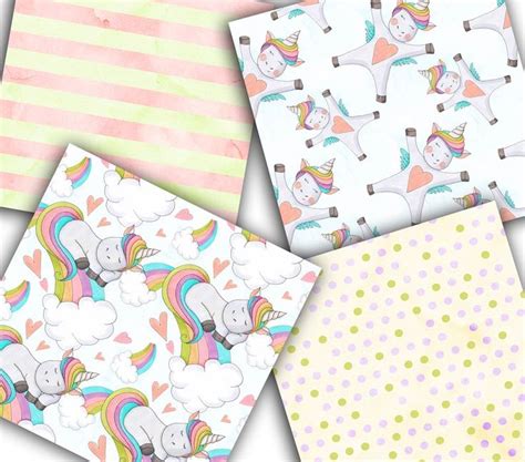 unicorn paper pack planner graphics scrapbook paper baby unicorn