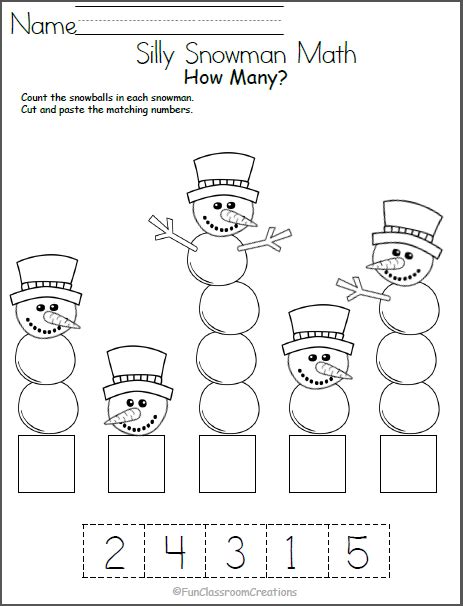 winter math worksheet  number recognition practice count