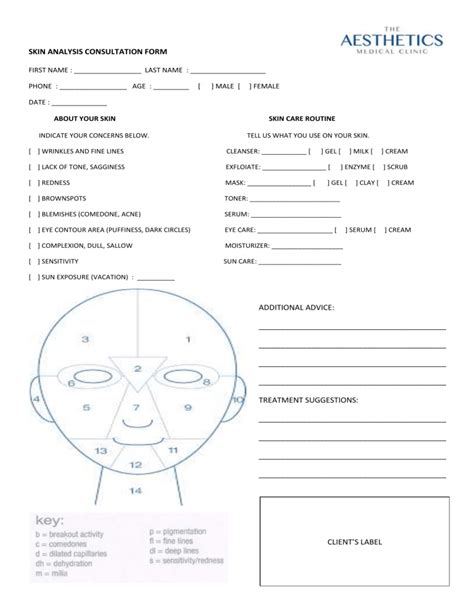 skin analysis consultation form
