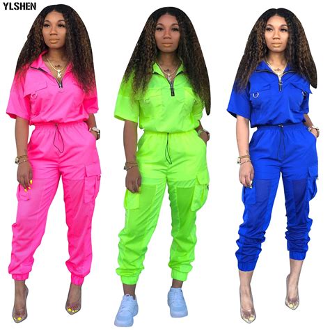 neon green   piece set women tracksuit festival clothes  size