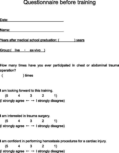 pre training questionnaire download scientific diagram