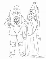 Knight Ritter Prinzessin Cavaleiro Caballeros Chevalier Hellokids Princesse Salvando sketch template