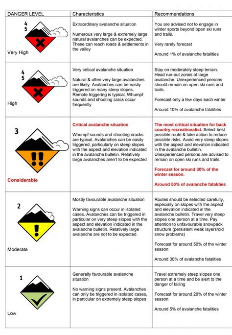 avalanche categories ism